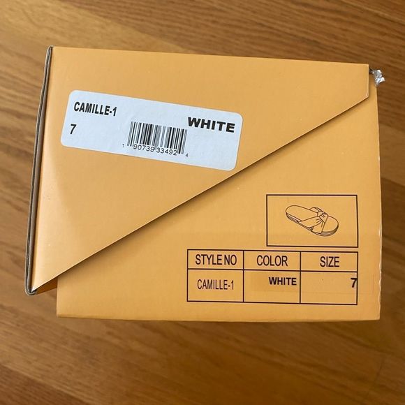 CHASE AND CHLOE Camille Slide Sandal Women 7 WHITE  Puffy Knot 2-2.25 Platform - Picture 3 of 7